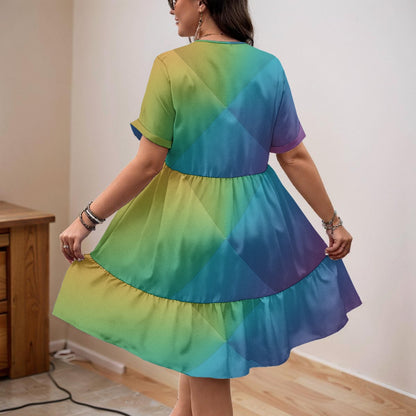 Unisex Women’s Floral V-Neck Short Sleeve Dress