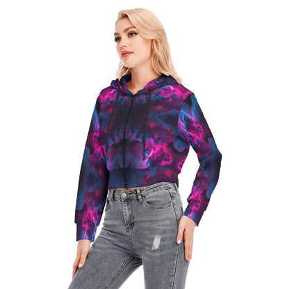Women's Crop Top Hoodie With Zipper Closure