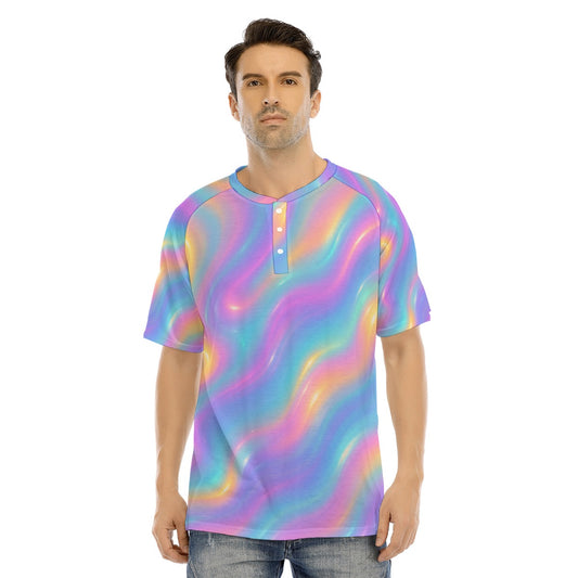 Men's Raglan Sleeve T-shirt With Button Closure