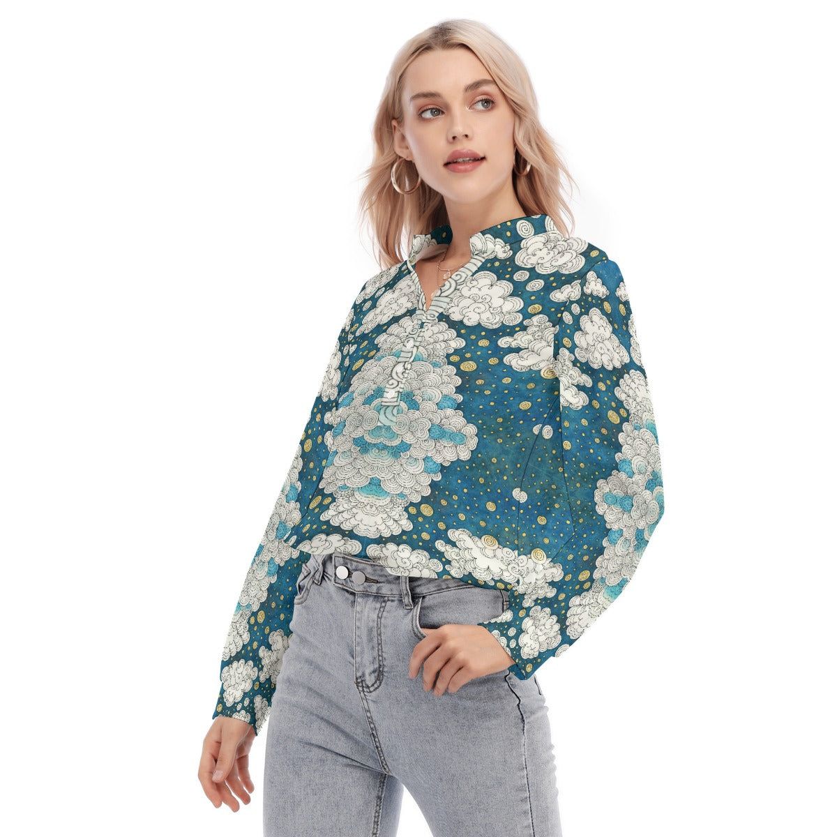 Women's Long Sleeve Blouse With Button Closure