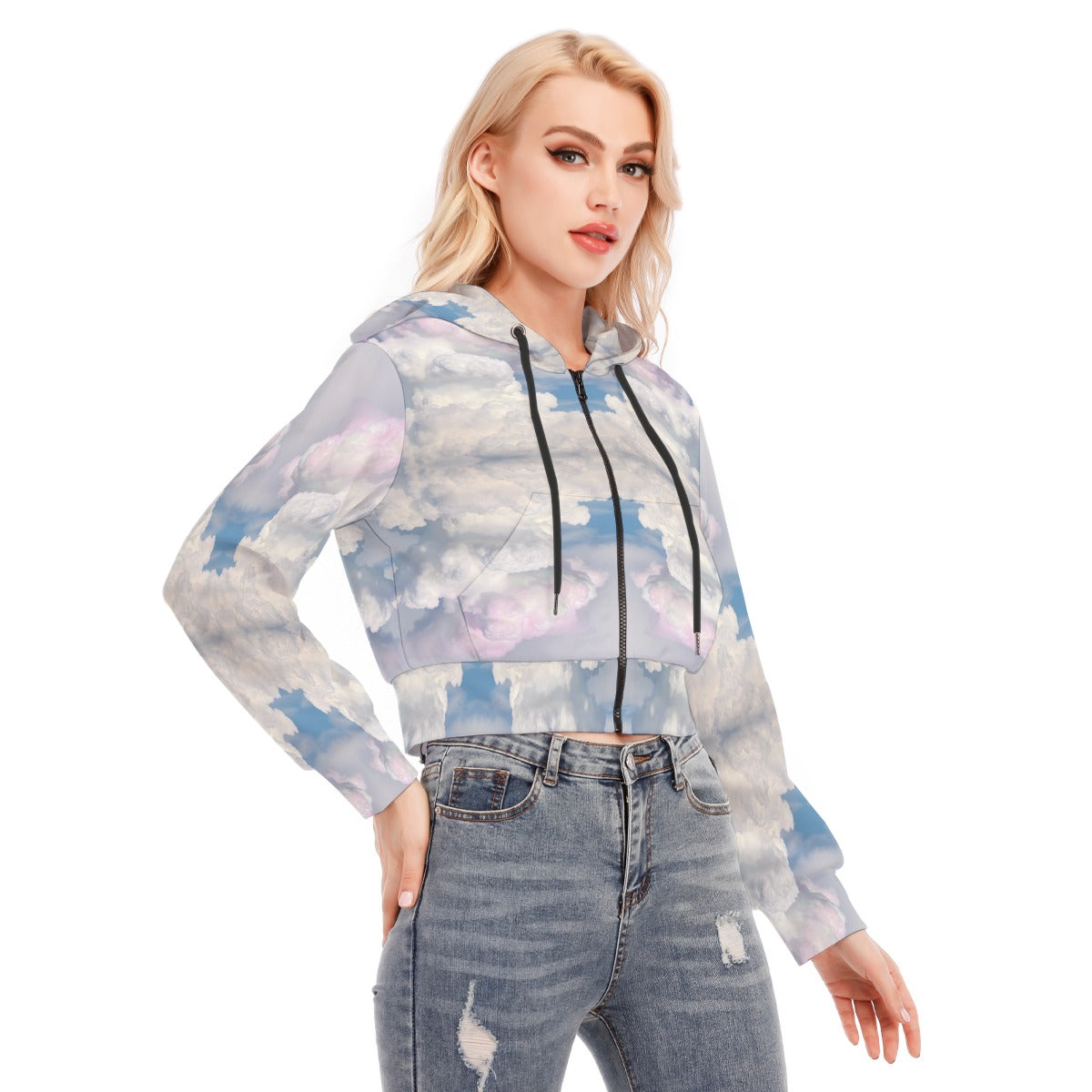 Women's Crop Top Hoodie With Zipper Closure