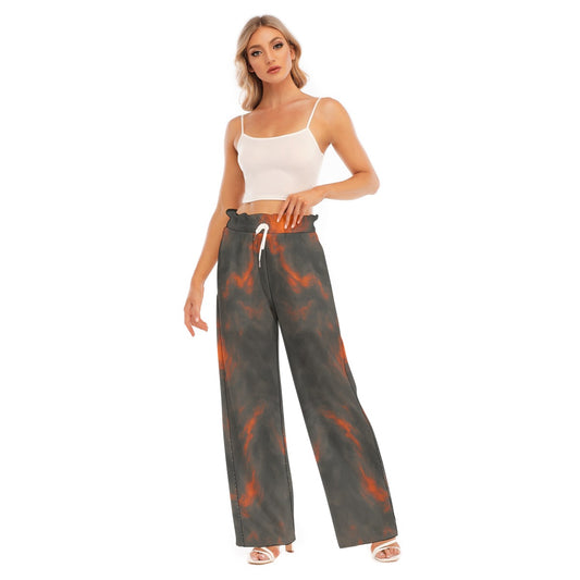 Women's Waist Fungus Edge Wide-leg Pants