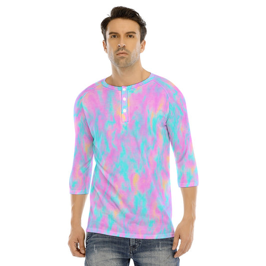Men's Bracelet Sleeve T-shirt With Button Closure - view 1