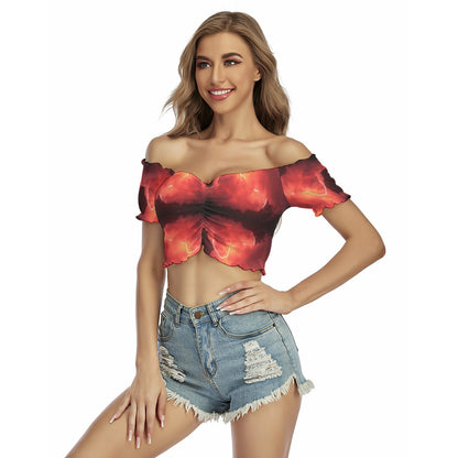 Women's One-shoulder Off-the-navel Short Sleeve T-shirt