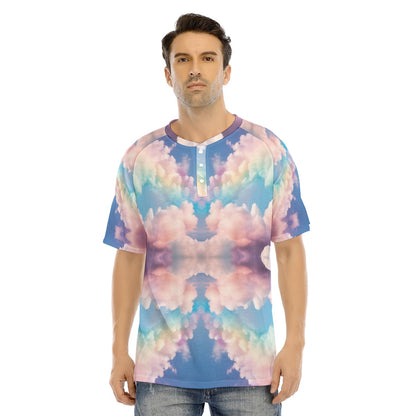 Men's Raglan Sleeve T-shirt With Button Closure