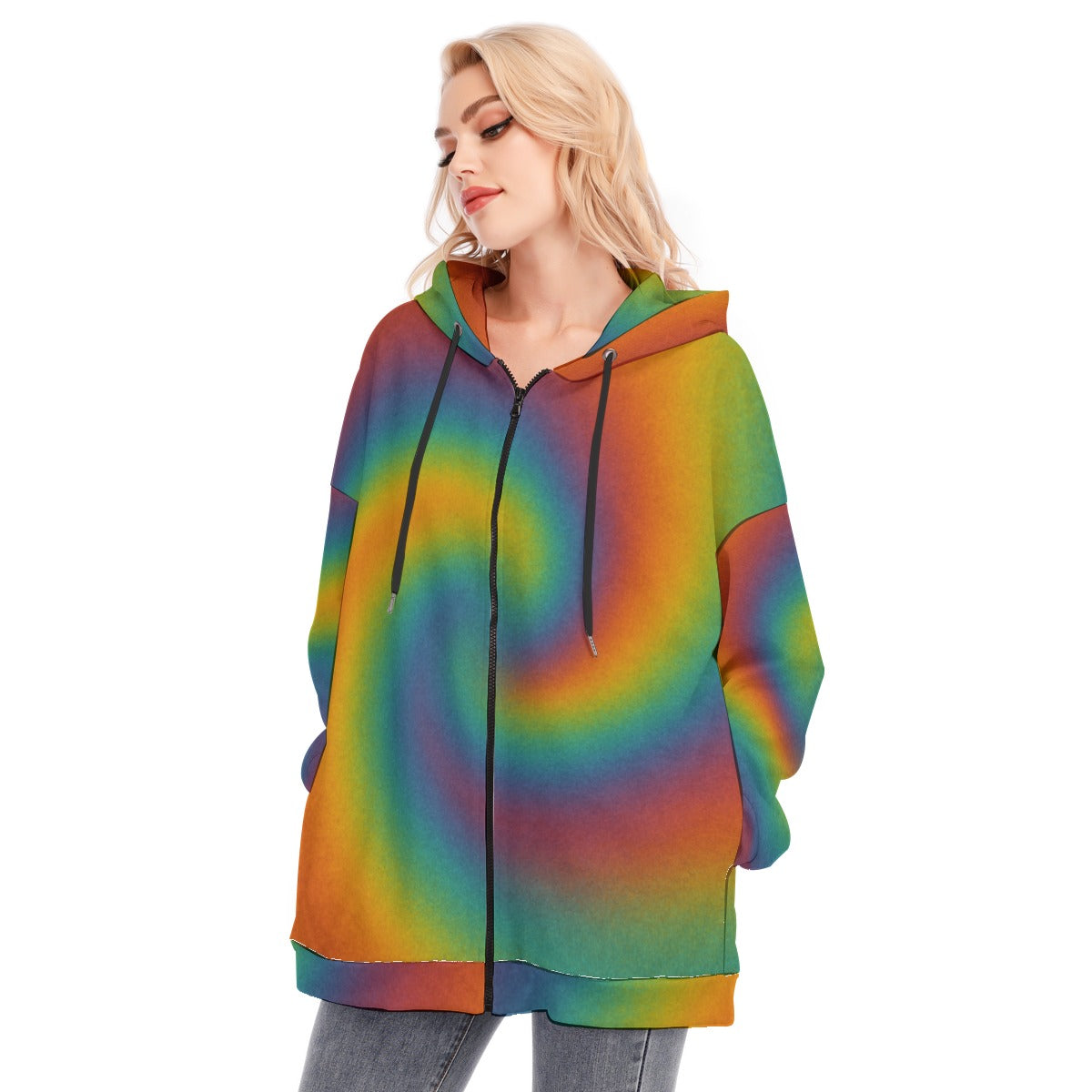 Women's Long Hoodie With Zipper Closure