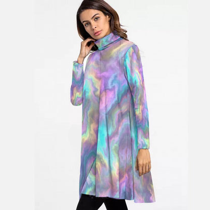 Women's High Neck Dress With Long Sleeve