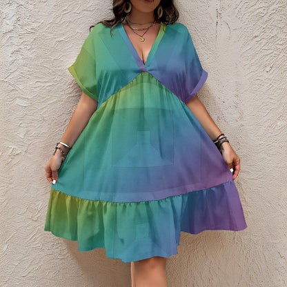 Unisex Women’s Floral V-Neck Short Sleeve Dress