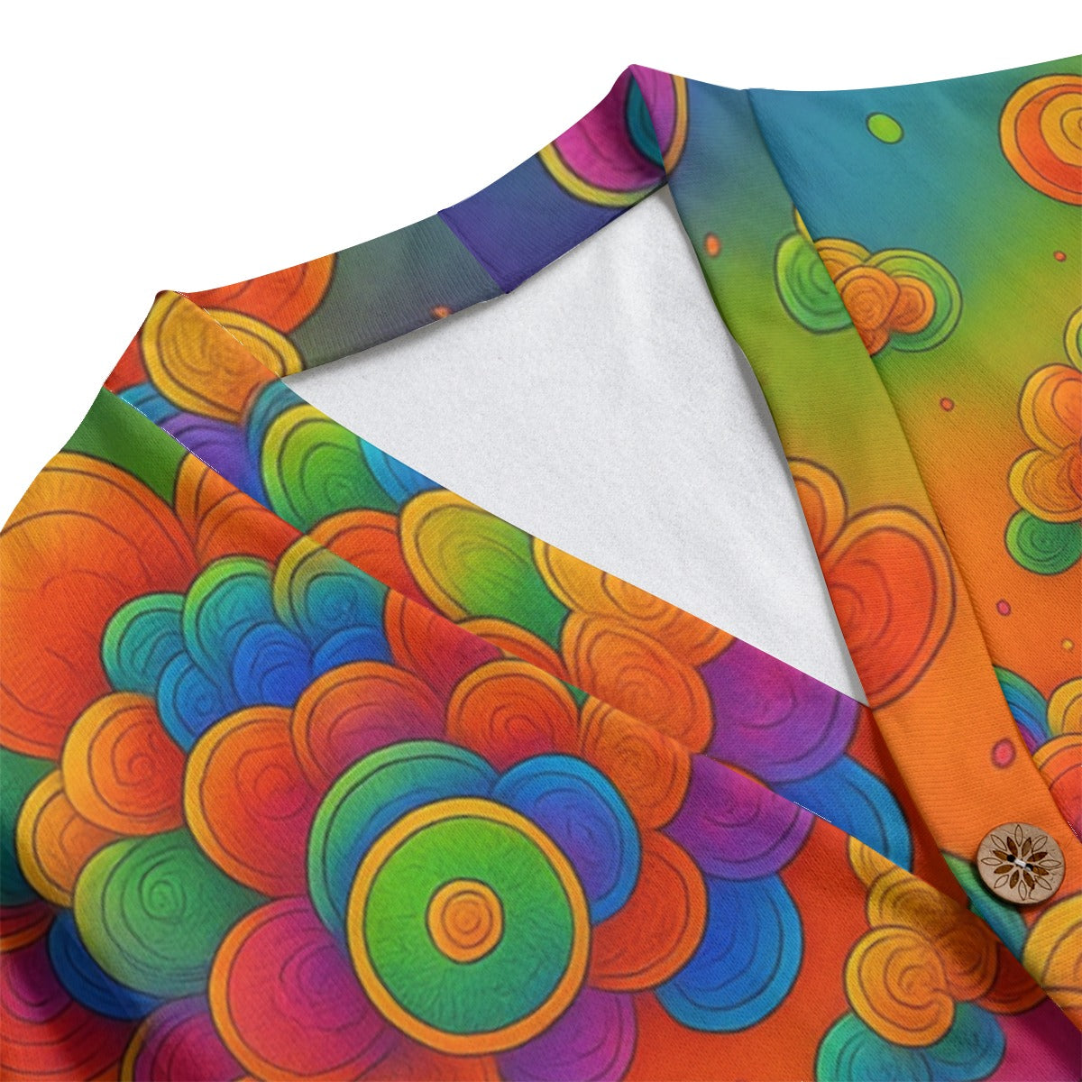 Unisex V-neck Knitted Fleece Cardigan With Button Closure