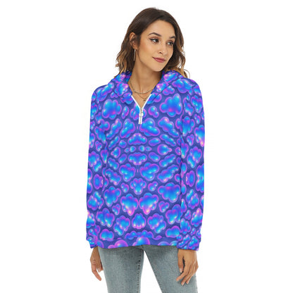 Women's Borg Fleece Hoodie With Half Zip