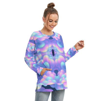 Women's Side Split O-neck Sweatshirt