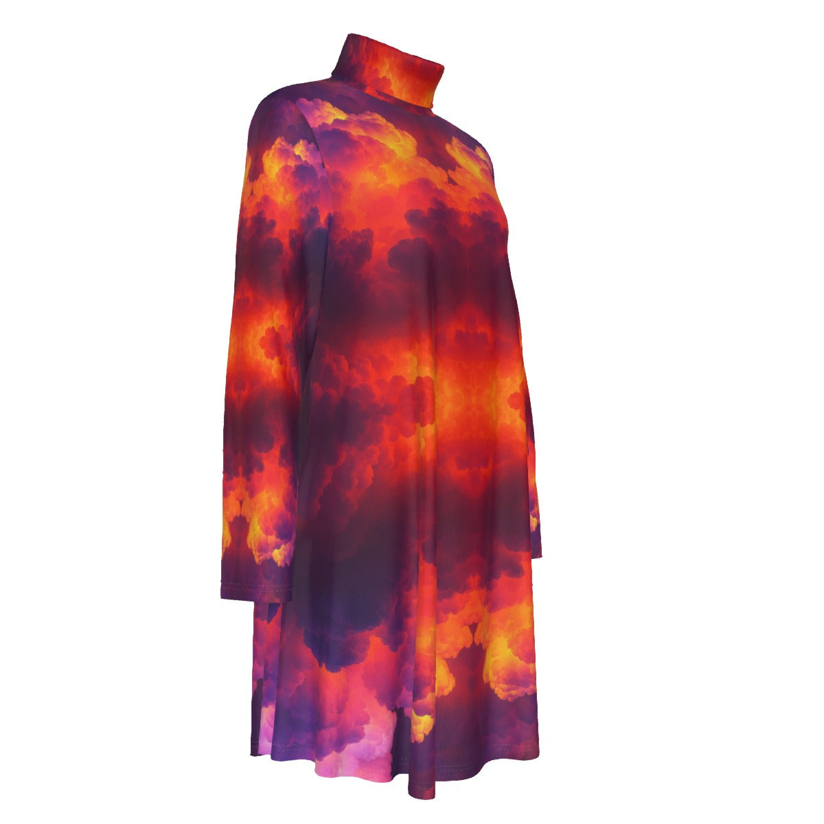 Women's High Neck Dress With Long Sleeve