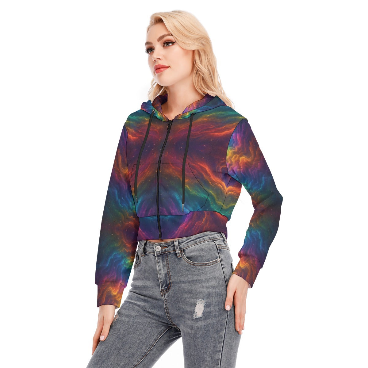 Women's Crop Top Hoodie With Zipper Closure