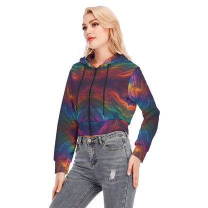 Women's Crop Top Hoodie With Zipper Closure