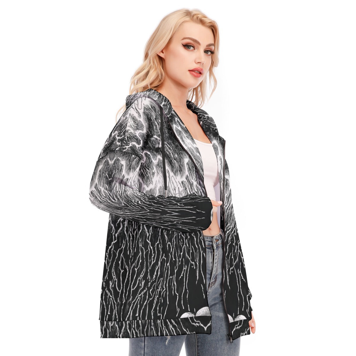 Women's Long Hoodie With Zipper Closure