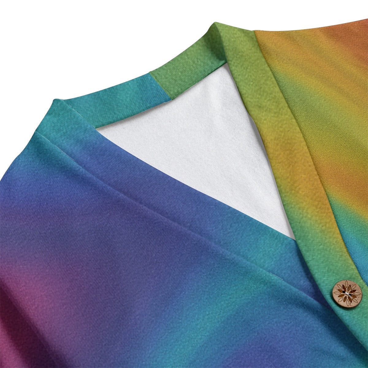 Unisex V-neck Knitted Fleece Cardigan With Button Closure