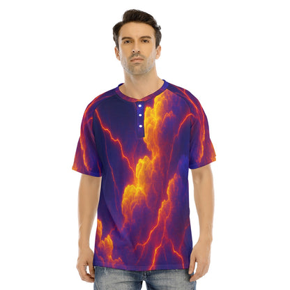 Men's Raglan Sleeve T-shirt With Button Closure