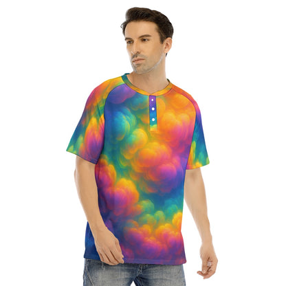 Men's Raglan Sleeve T-shirt With Button Closure