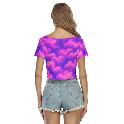 Women's Raglan Drawstring Front Crop Tee