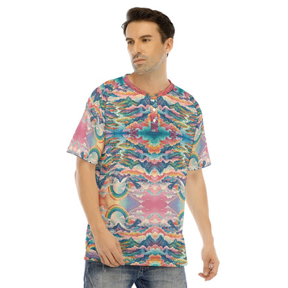 Men's Raglan Sleeve T-shirt With Button Closure