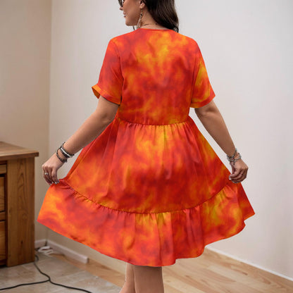 Unisex Women’s Floral V-Neck Short Sleeve Dress