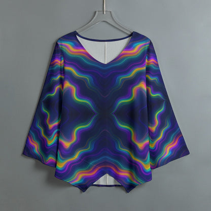 Women's V-neck T-shirt With Irregular Hem