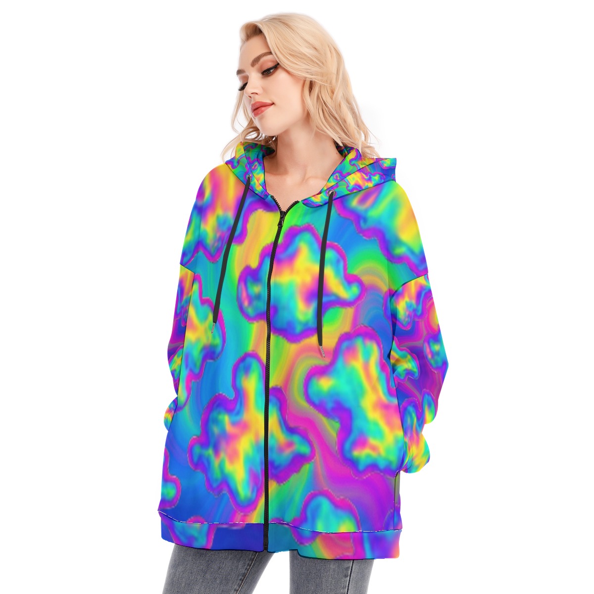 Women's Long Hoodie With Zipper Closure