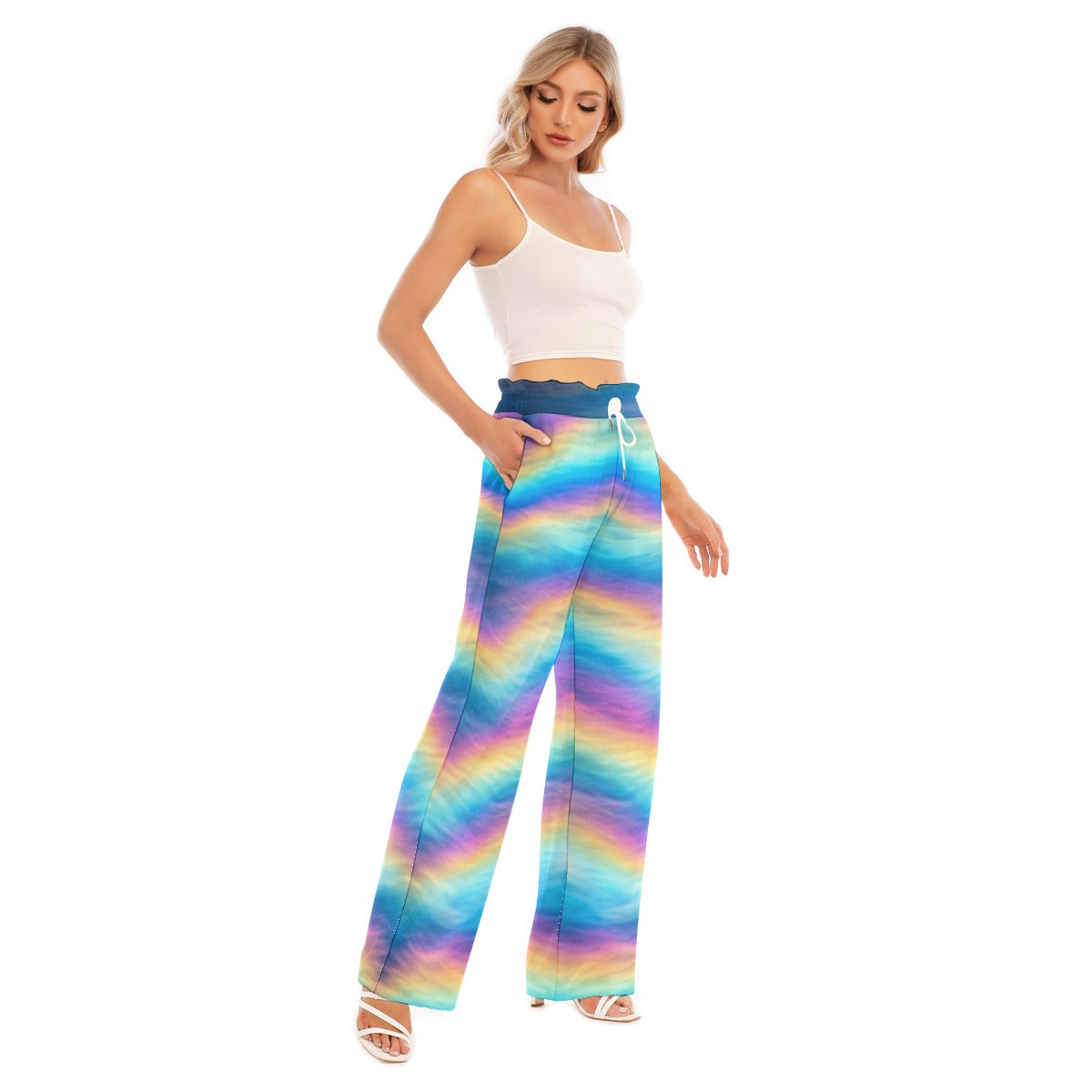 Women's Waist Fungus Edge Wide-leg Pants