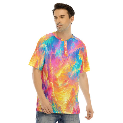 Men's Raglan Sleeve T-shirt With Button Closure