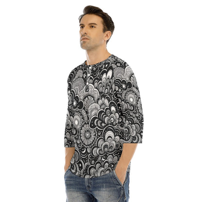 Men's Bracelet Sleeve T-shirt With Button Closure - view 3
