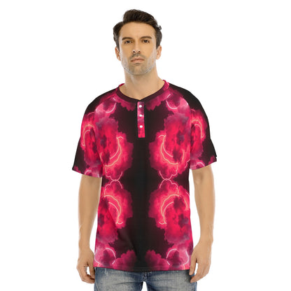 Men's Raglan Sleeve T-shirt With Button Closure