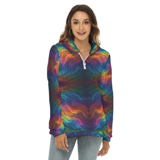 Women's Borg Fleece Hoodie With Half Zip
