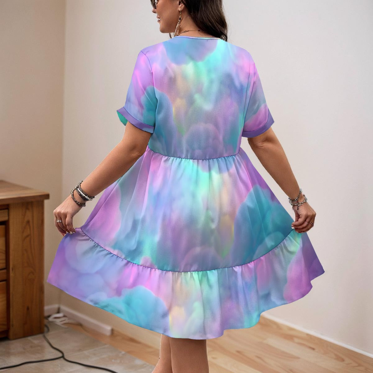 Women’s Floral V-Neck Short Sleeve Dress