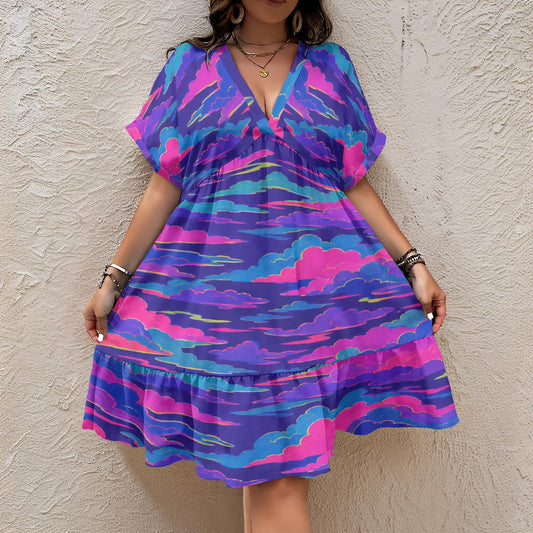 Women's Floral V-Neck Short Sleeve Dress by O’Nimbus