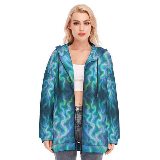 Women's Long Hoodie With Zipper Closure