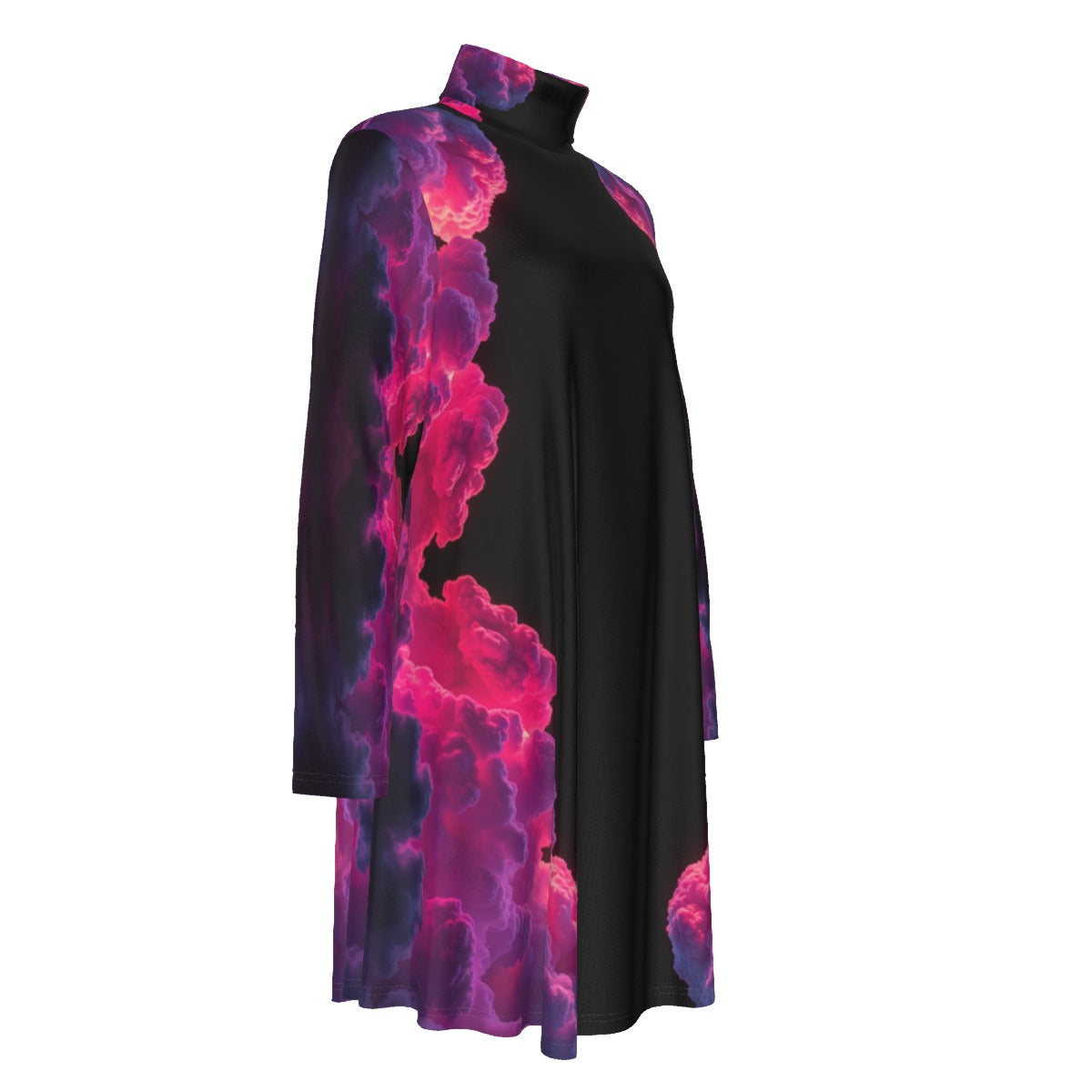 Women's High Neck Dress With Long Sleeve