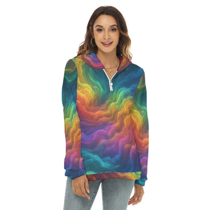 Women's Borg Fleece Hoodie With Half Zip