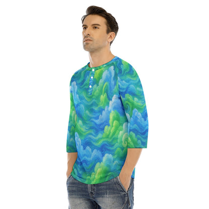 Men's Bracelet Sleeve T-shirt With Button Closure - view 3