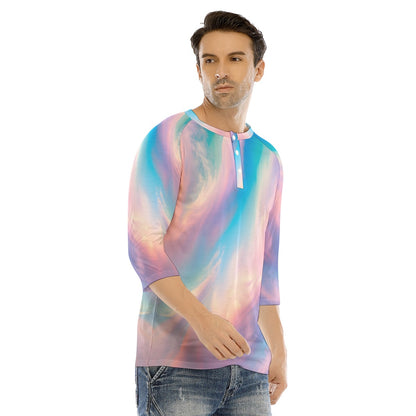 Men's Bracelet Sleeve T-shirt With Button Closure - view 2