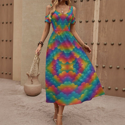 Women's V-neck Off-shoulder Dress