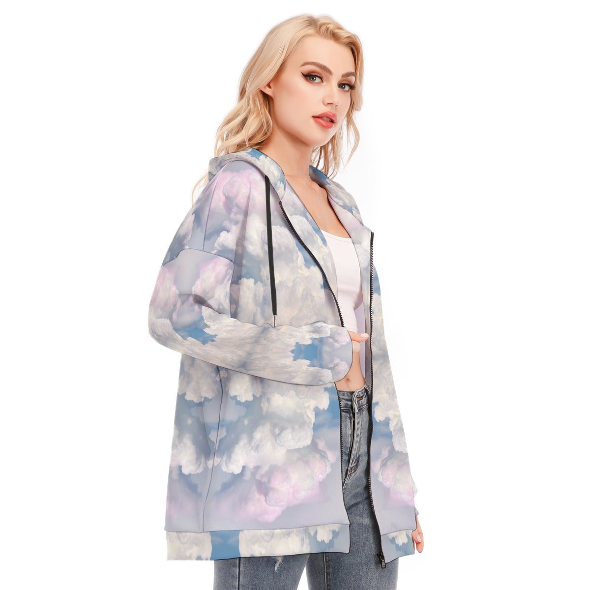 Women's Long Hoodie With Zipper Closure