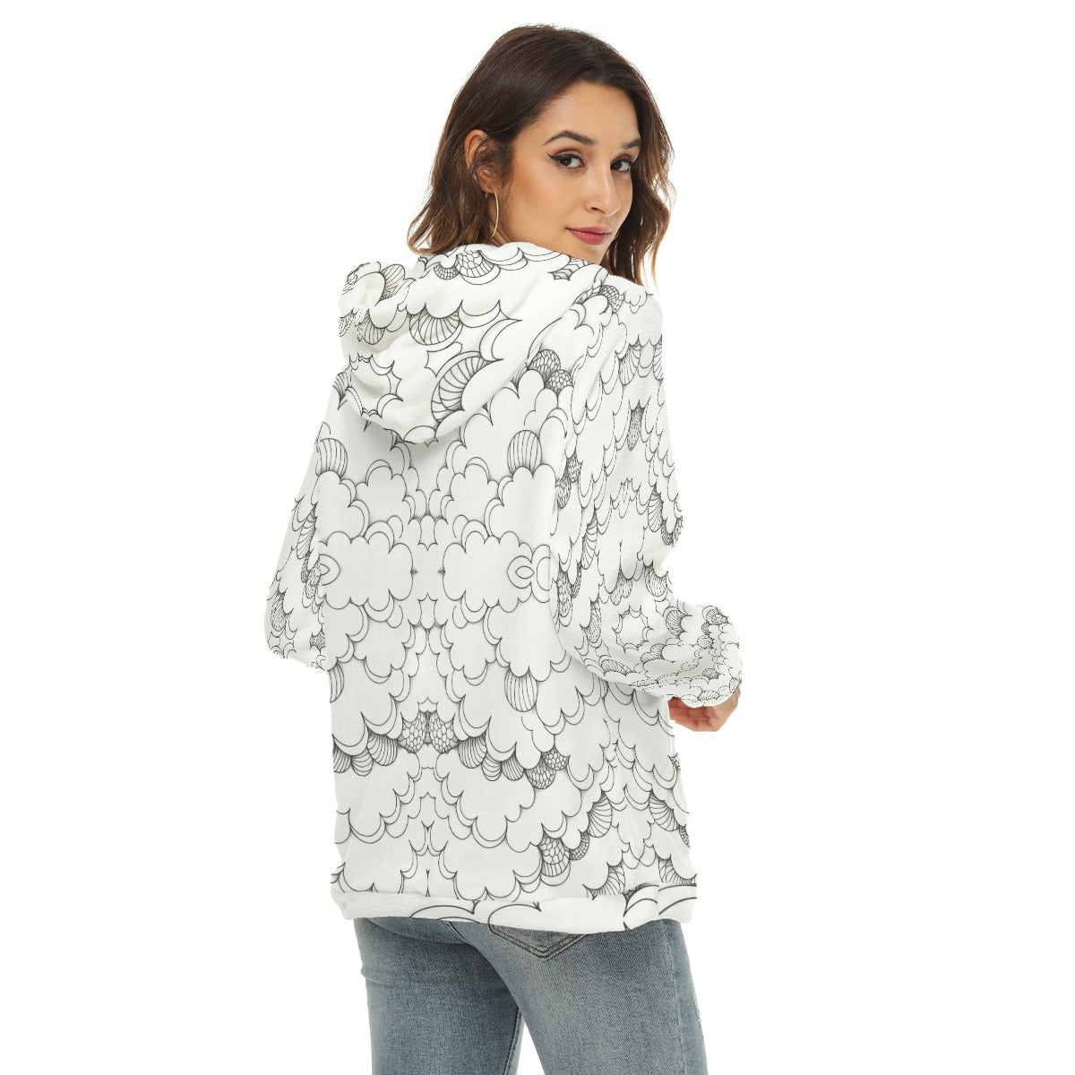 Women's Borg Fleece Hoodie With Half Zip