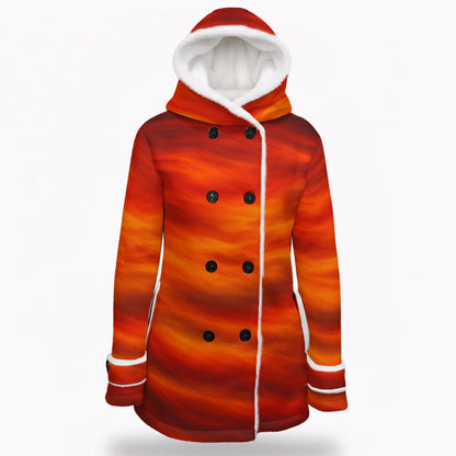 Women's Hooded Double-Breasted Winter Coat With Fleece