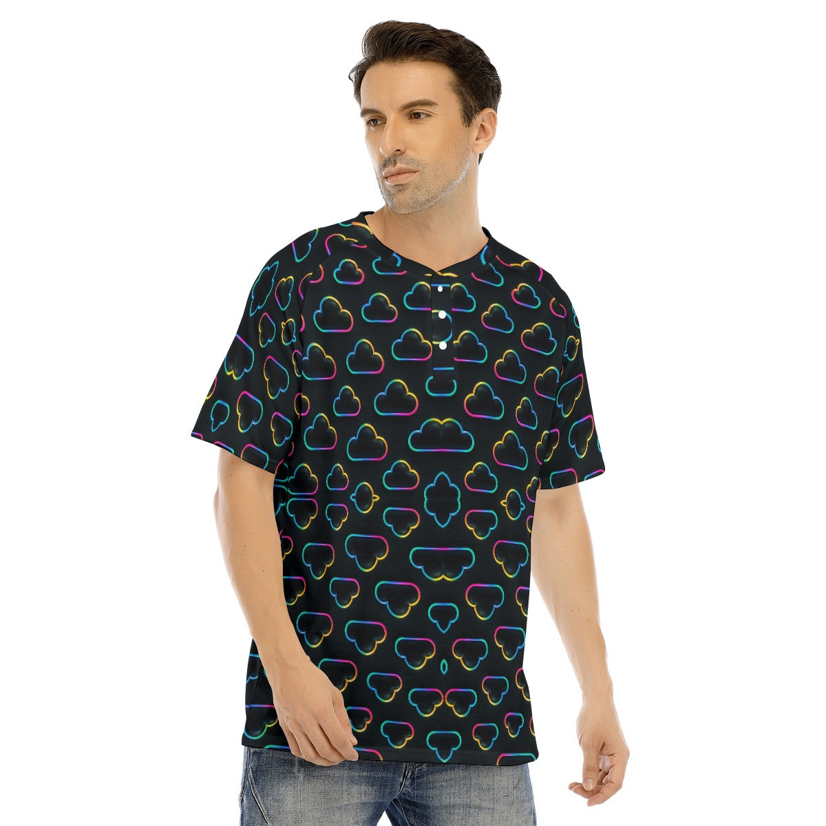 Men's Raglan Sleeve T-shirt With Button Closure