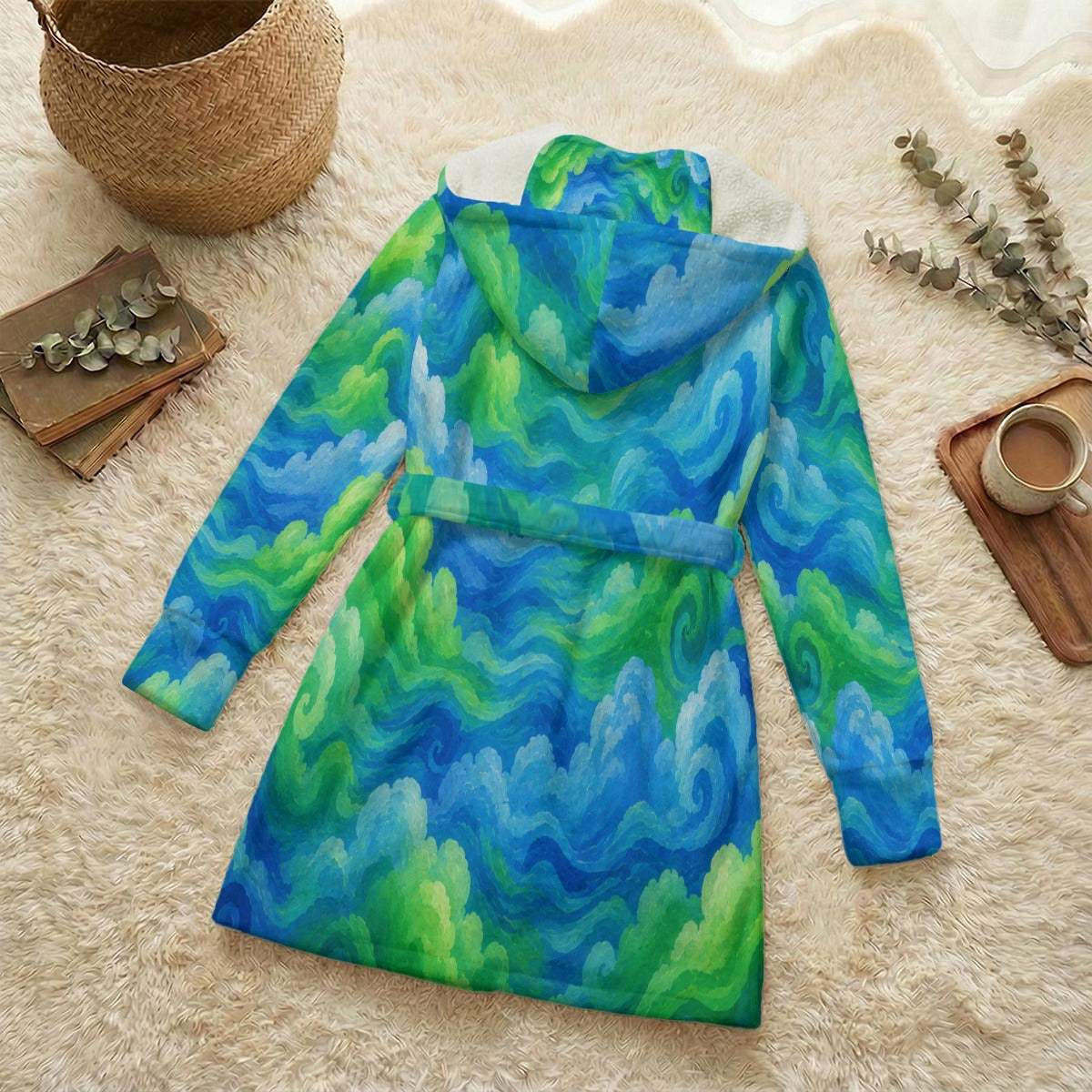 Unisex Flannel Hooded Robe With Eye Mask by O’Nimbus – view 2