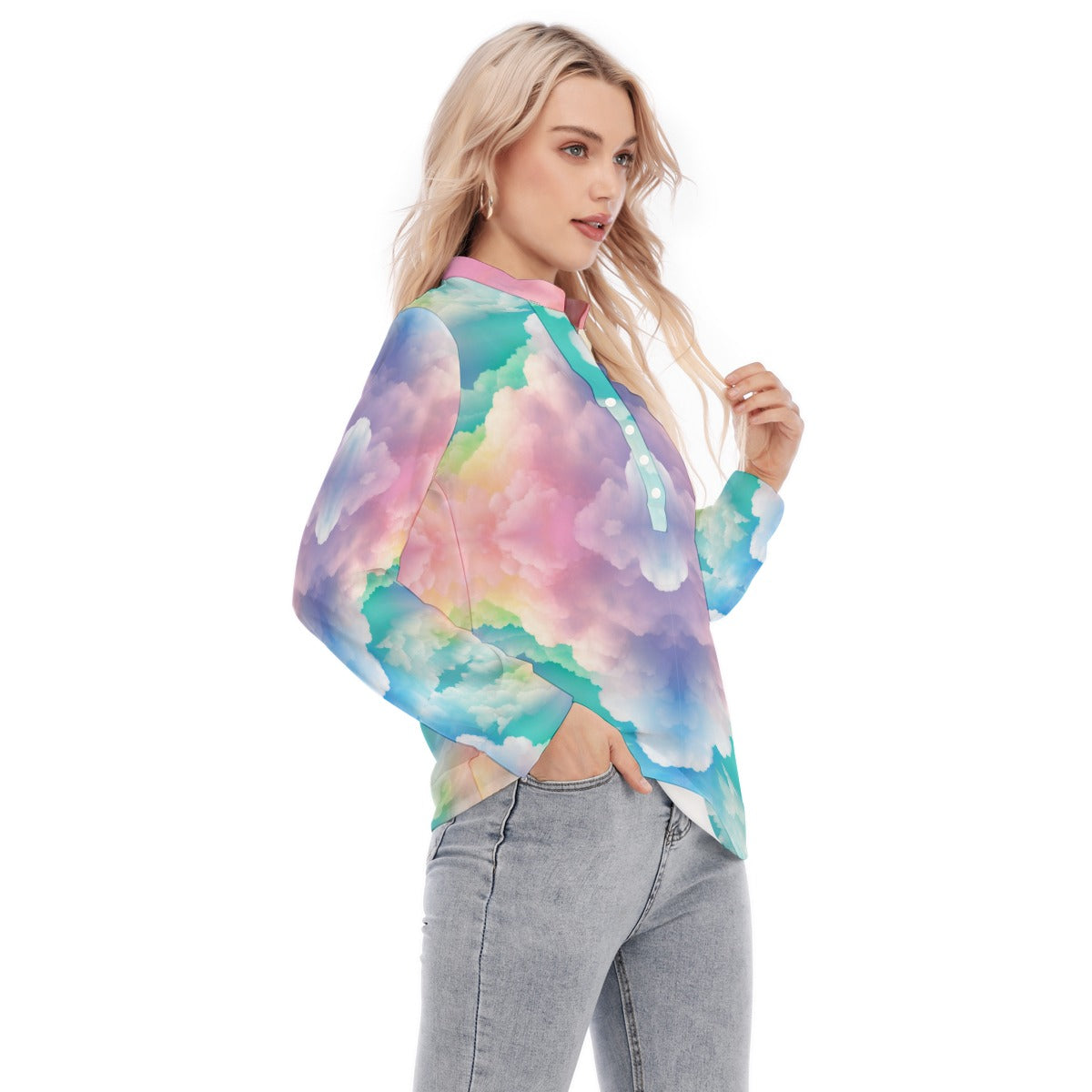 Women's Long Sleeve Blouse With Button Closure