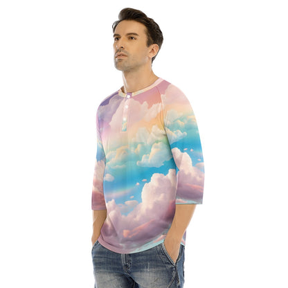 Men's Bracelet Sleeve T-shirt With Button Closure - view 3