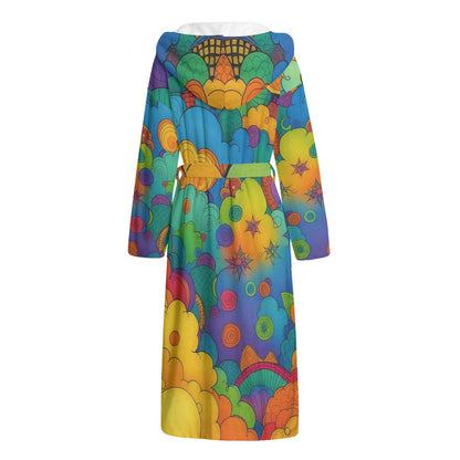 Unisex Flannel Hooded bathrobe