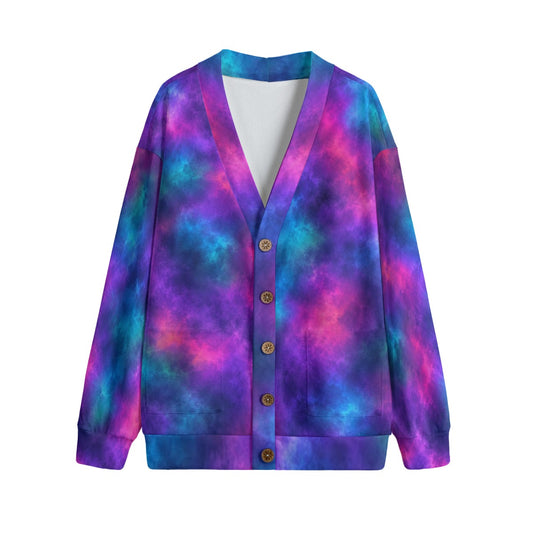 Unisex V-Neck Knitted-Fleece Button Cardigan - view 1