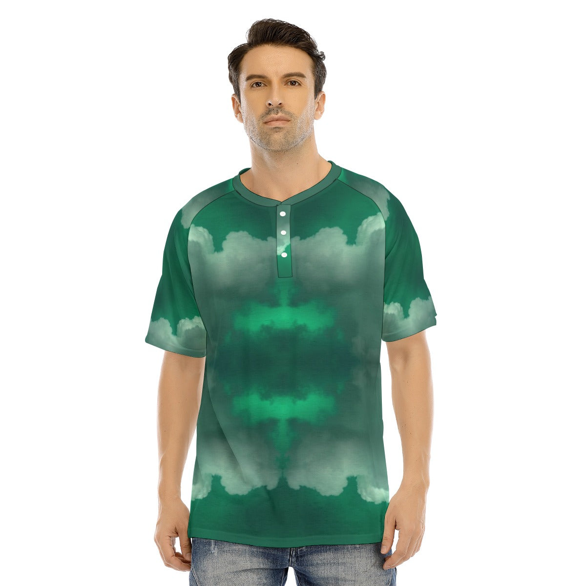 Men's Raglan Sleeve T-shirt With Button Closure